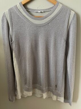 Patrizia Pepe gray and silver Lurex knit top Italy